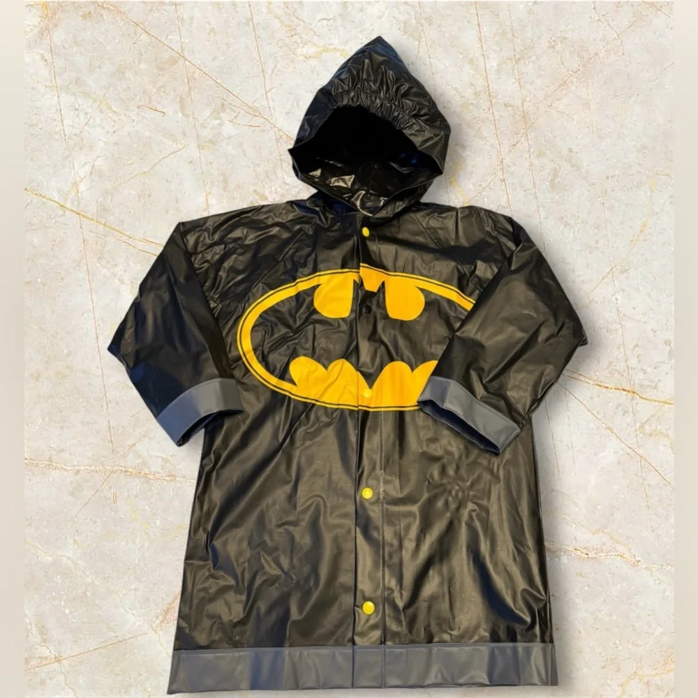 NWOT Boys Batman Rain Jacket Color: Black, Gray And Yellow. Size M Age 4-5